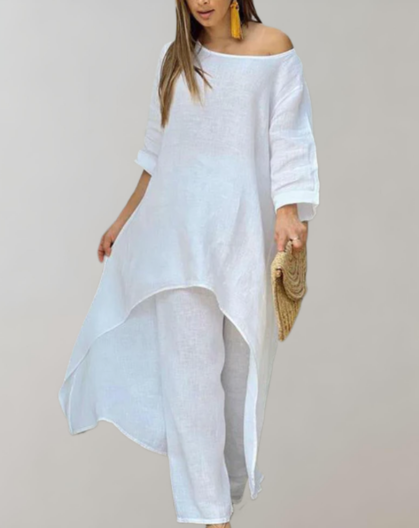 Asymmetrische Tuniekjurk en Broek Set voor Dames – Sophie