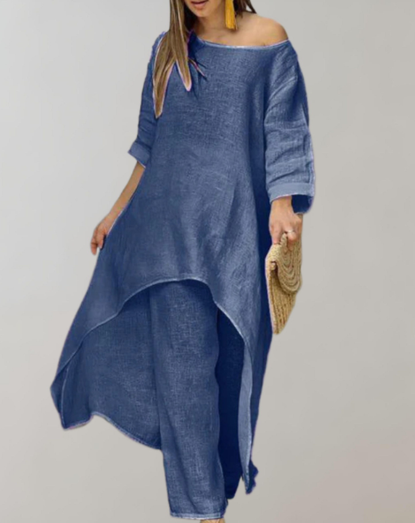Asymmetrische Tuniekjurk en Broek Set voor Dames – Sophie