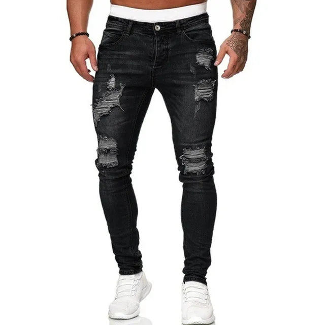 Mode Gescheurde Skinny Fit Straat Jeans voor Heren - Damian
