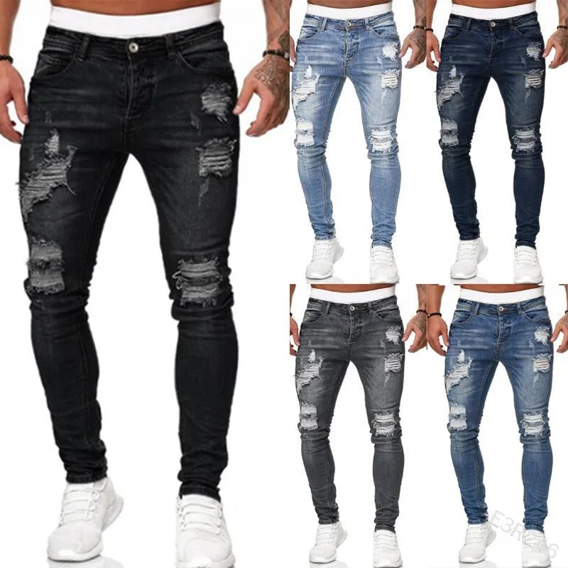 Mode Gescheurde Skinny Fit Straat Jeans voor Heren - Damian