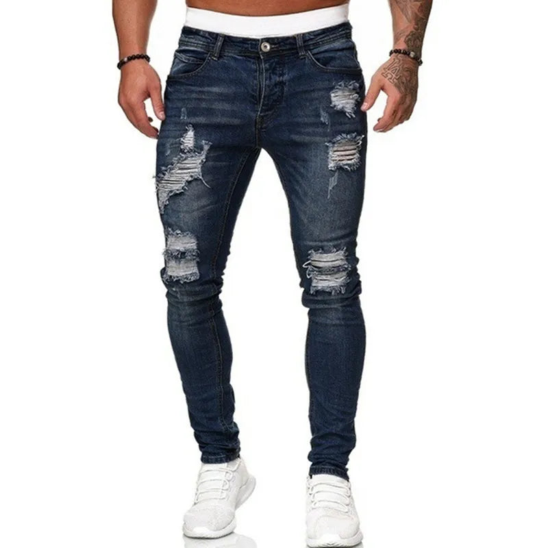 Mode Gescheurde Skinny Fit Straat Jeans voor Heren - Damian