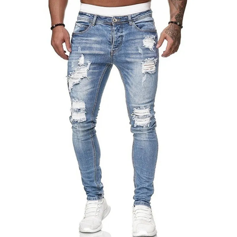 Mode Gescheurde Skinny Fit Straat Jeans voor Heren - Damian