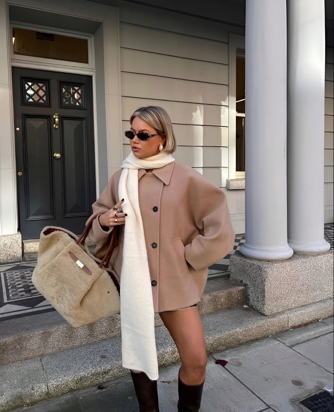 Oversized damesjas voor lente in wolmix look – Ydelle