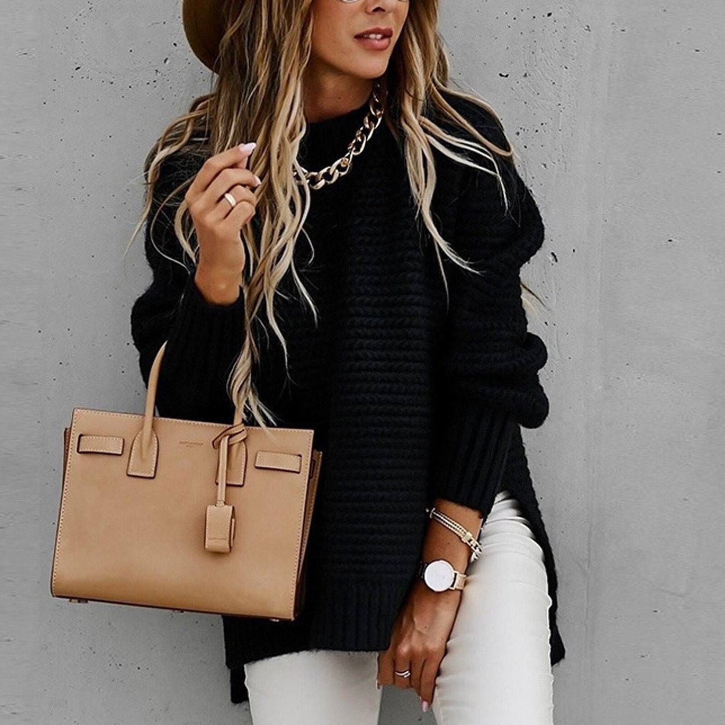 Gebreide Elegante Pullover met Halfhoge Hals – Sofia