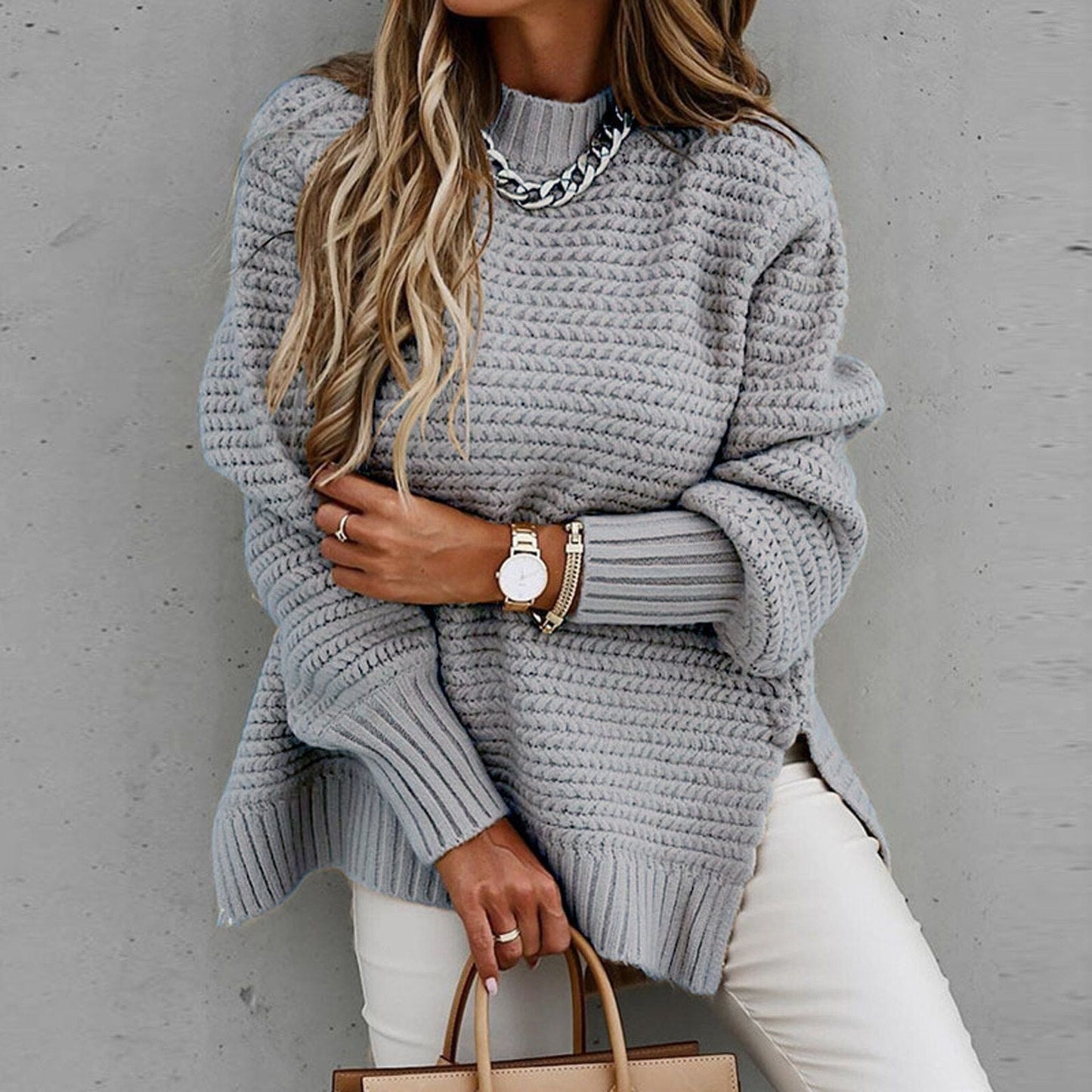 Gebreide Elegante Pullover met Halfhoge Hals – Sofia