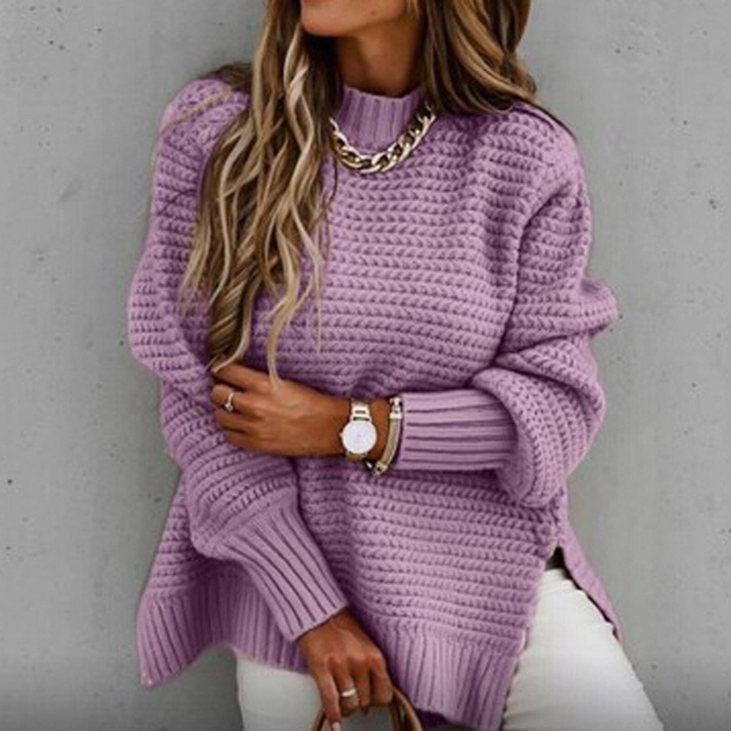Gebreide Elegante Pullover met Halfhoge Hals – Sofia