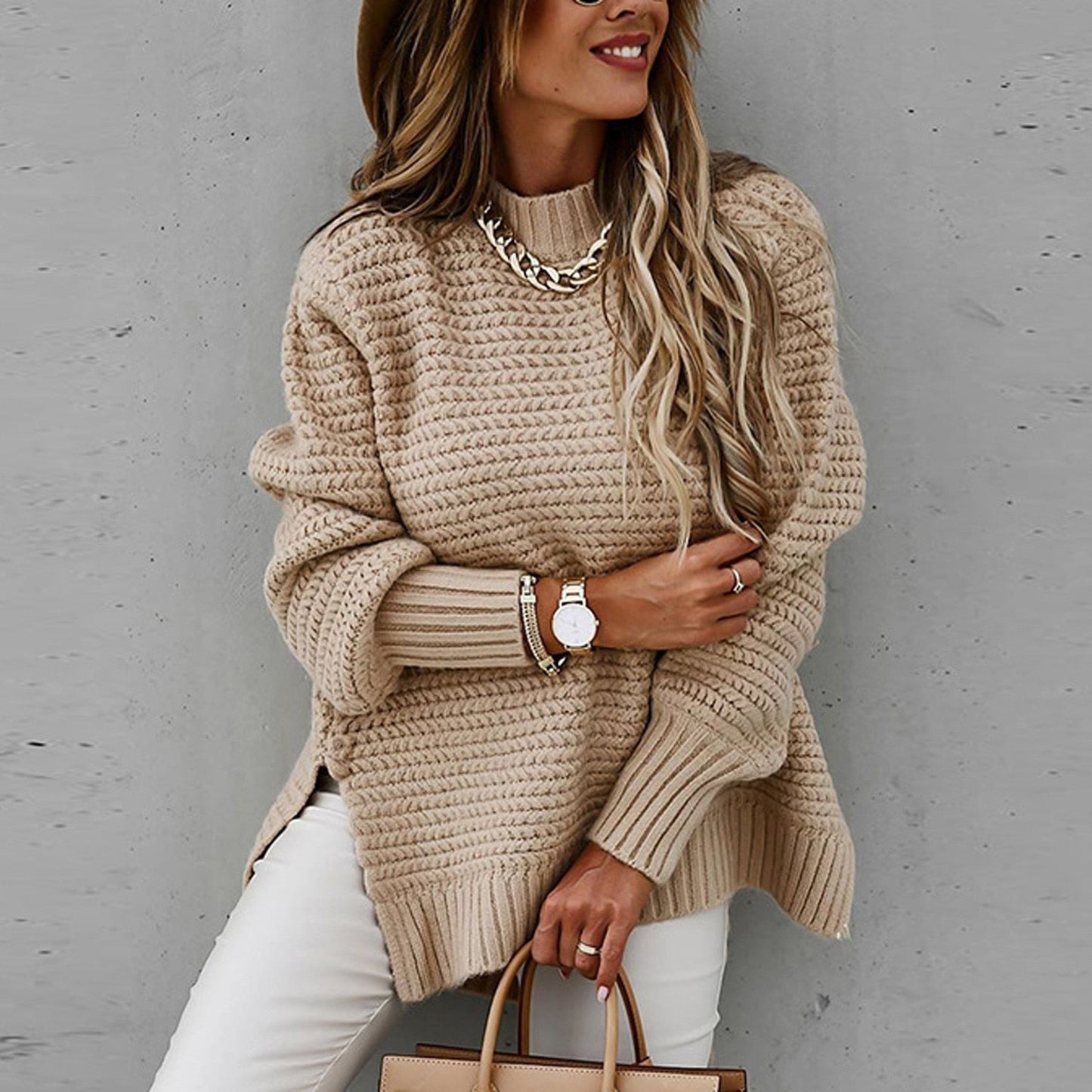 Gebreide Elegante Pullover met Halfhoge Hals – Sofia