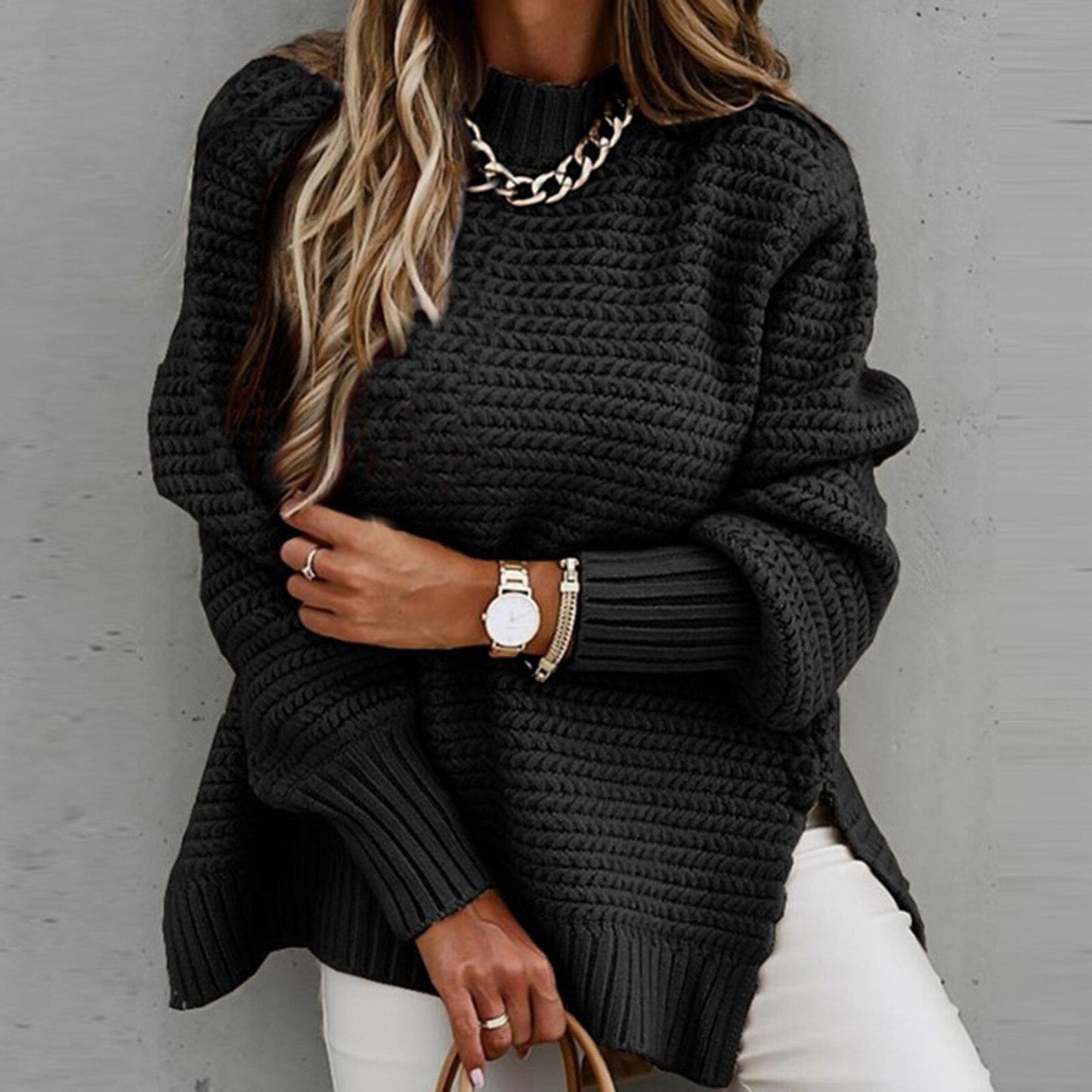 Gebreide Elegante Pullover met Halfhoge Hals – Sofia