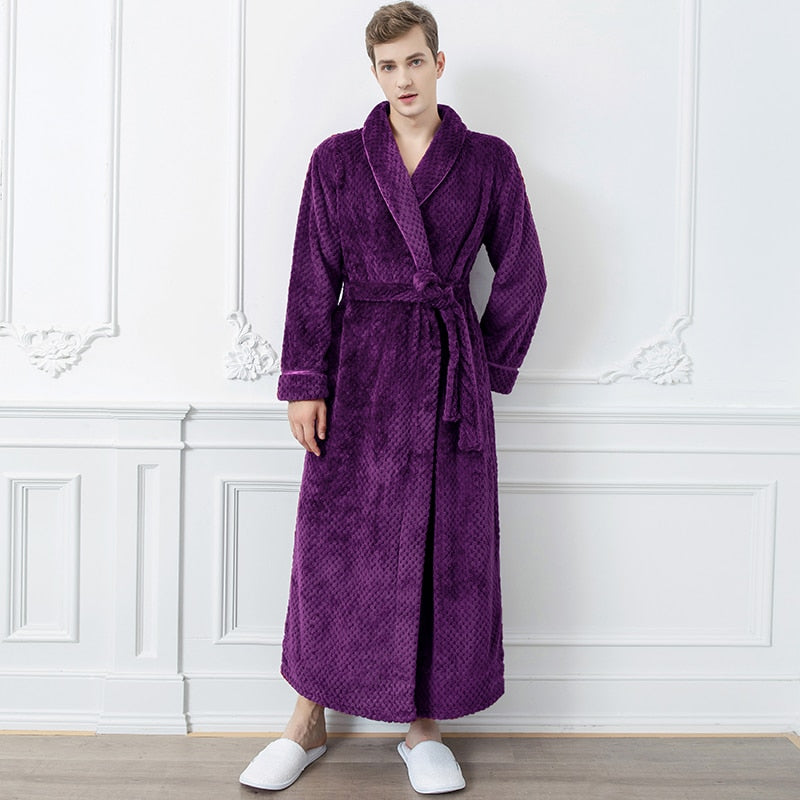 Extra Lange Unisex Badjas van Coral Fleece - Warm en Comfortabel - Andy