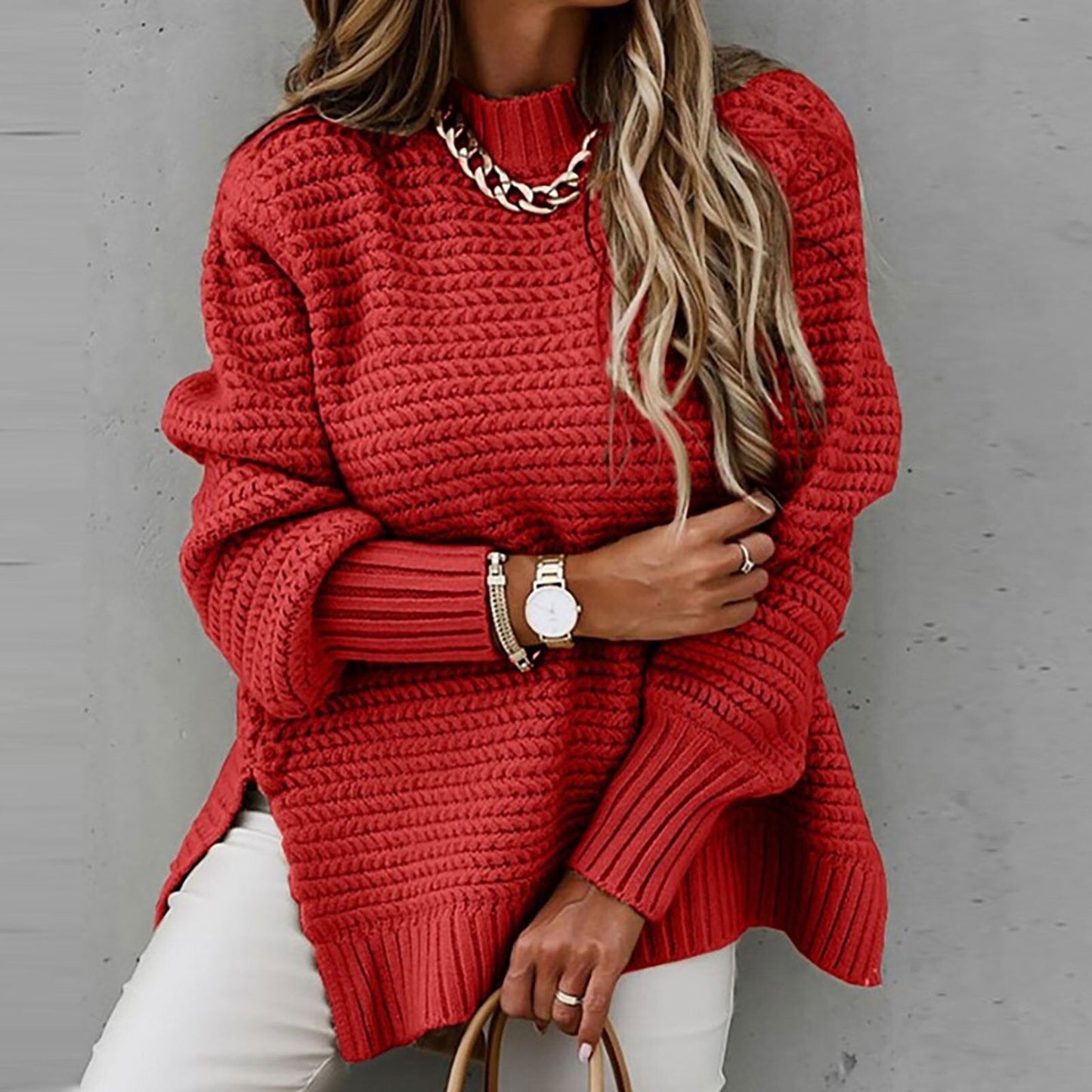 Gebreide Elegante Pullover met Halfhoge Hals – Sofia