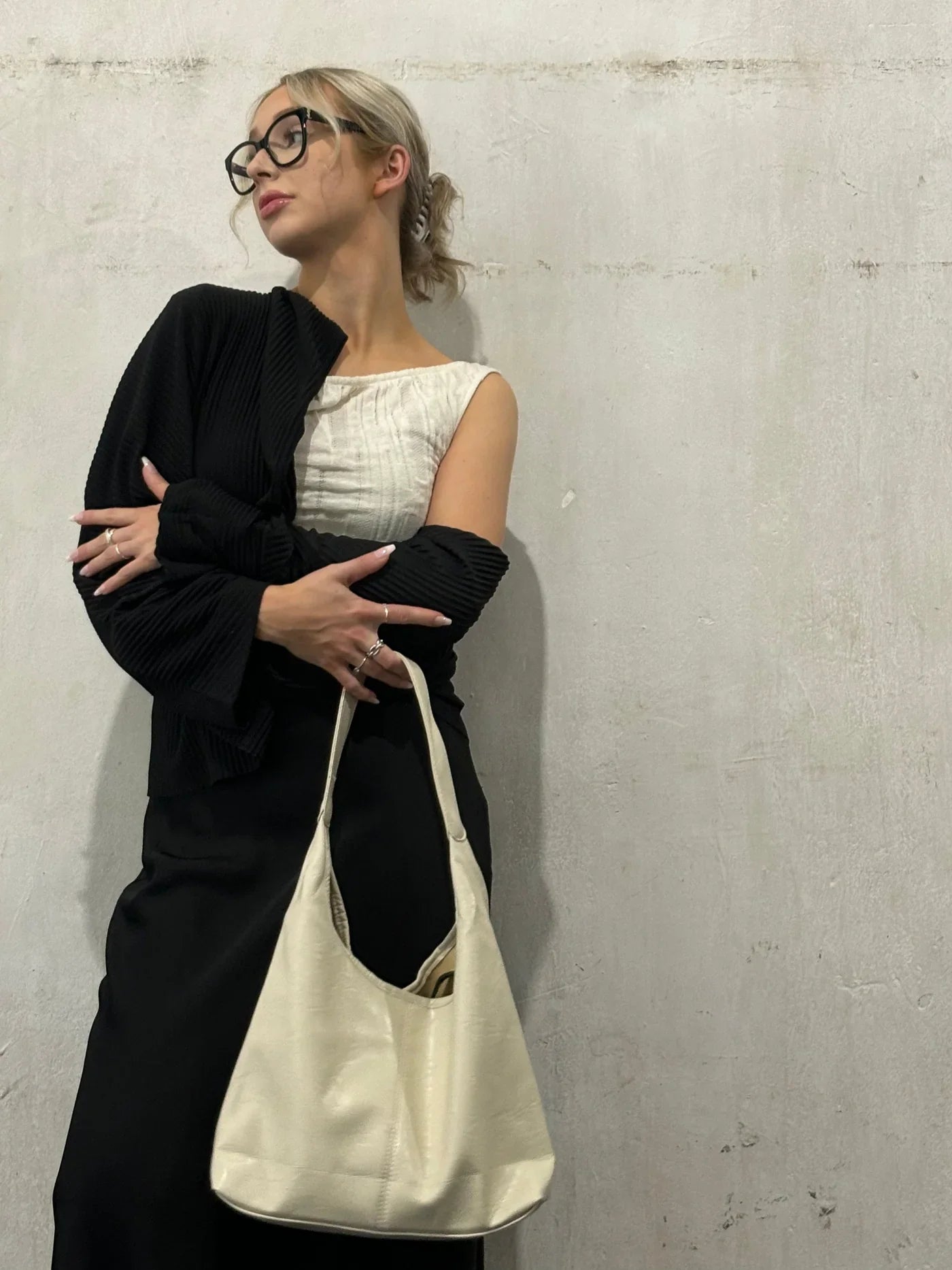 Vegan leren schoudertas met clutch – Meravi