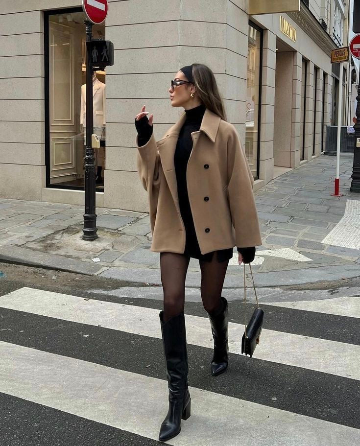 Oversized damesjas voor lente in wolmix look – Ydelle