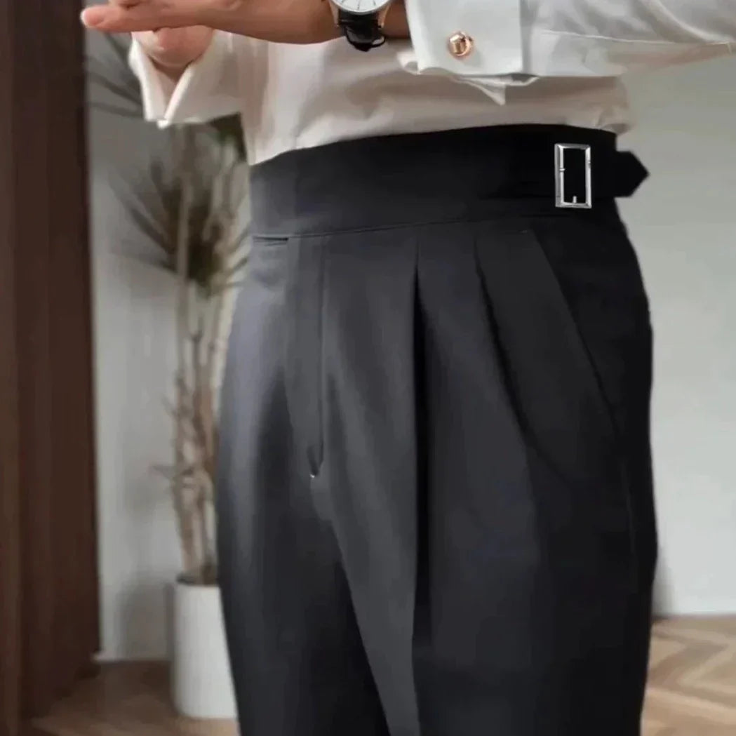 Klassieke Hoge Taille Buckle Dress Pants voor Heren - Mark