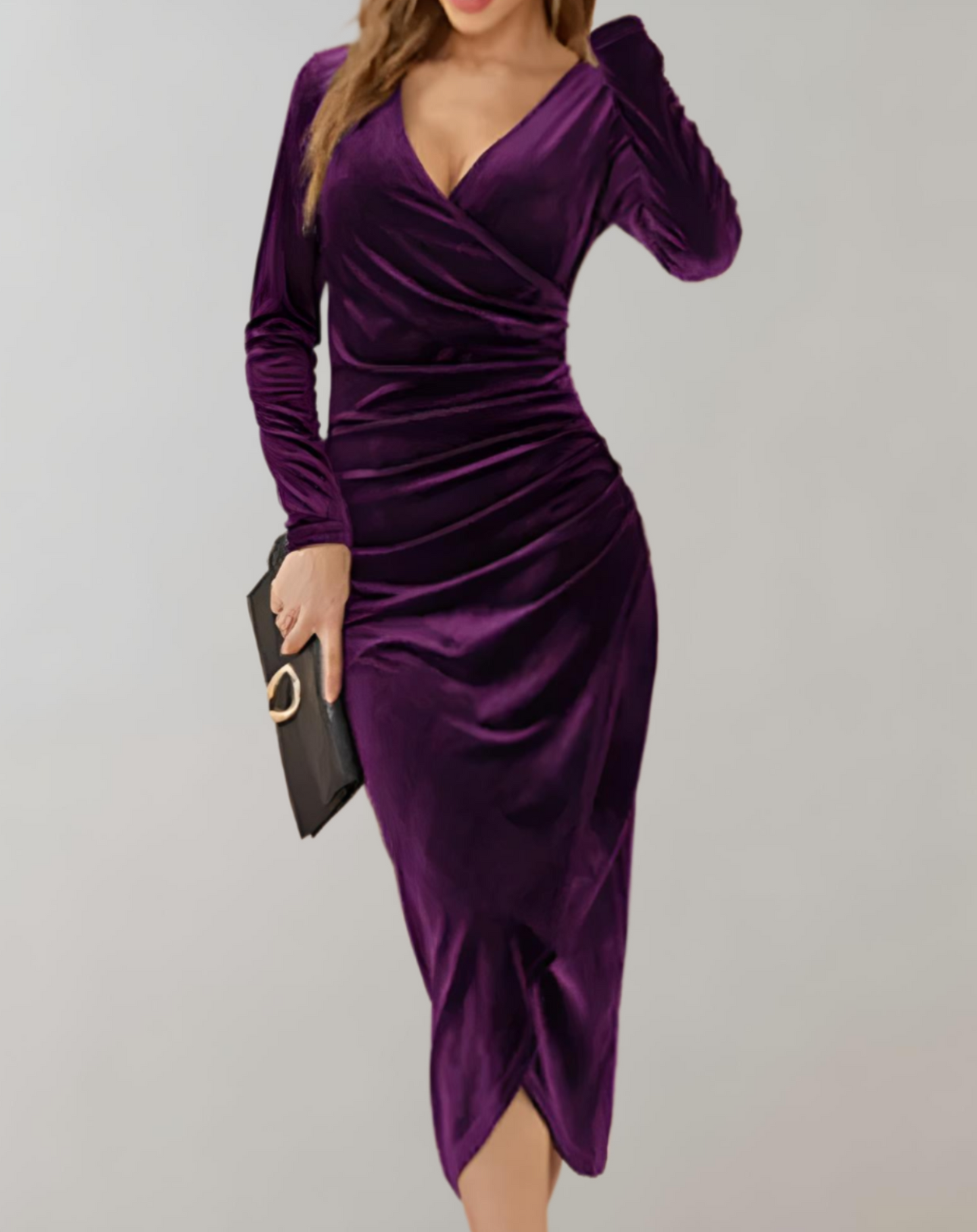 Fluwelen Bodycon Midi-Jurk voor Feestelijke Gelegenheden – Sophie