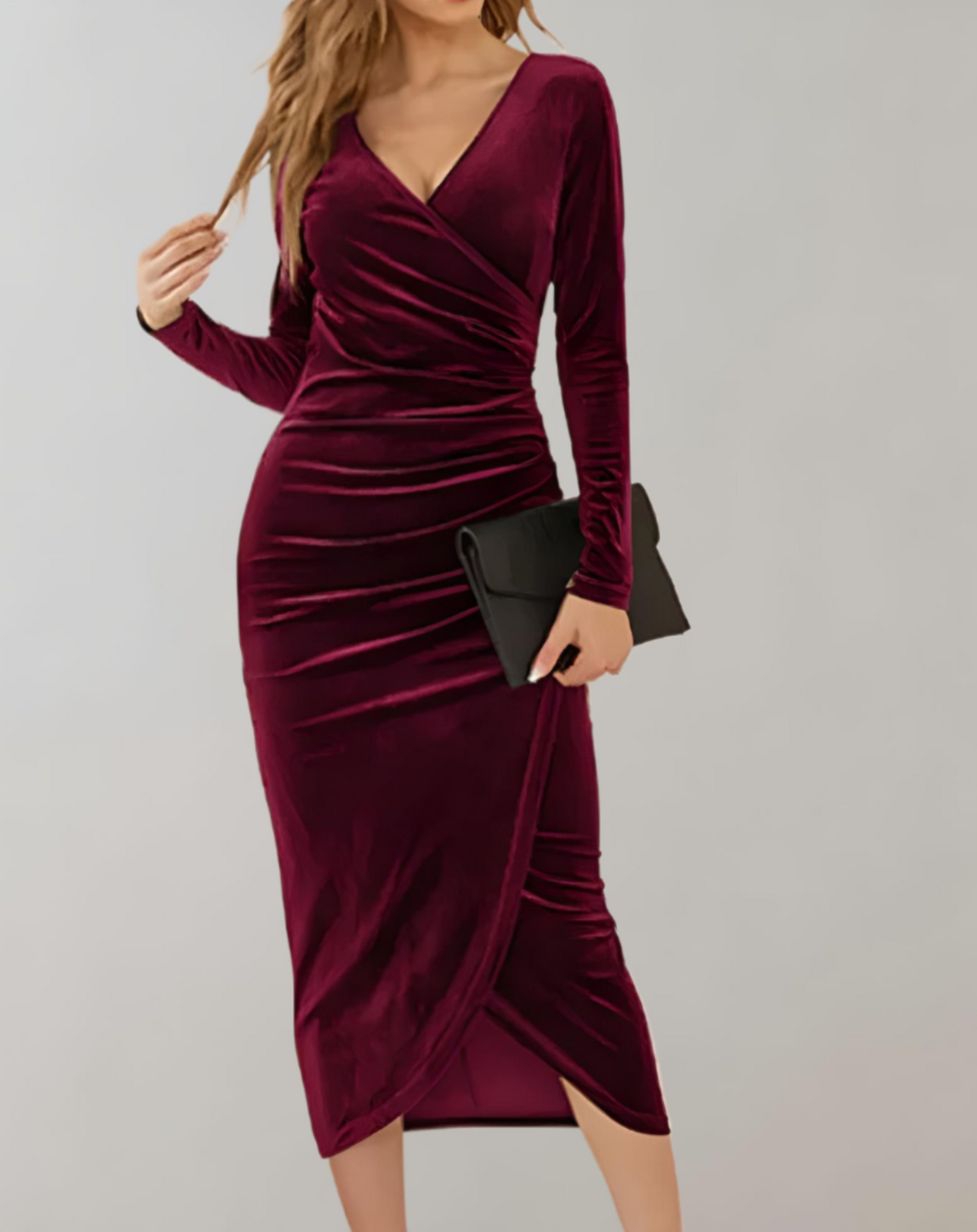 Fluwelen Bodycon Midi-Jurk voor Feestelijke Gelegenheden – Sophie
