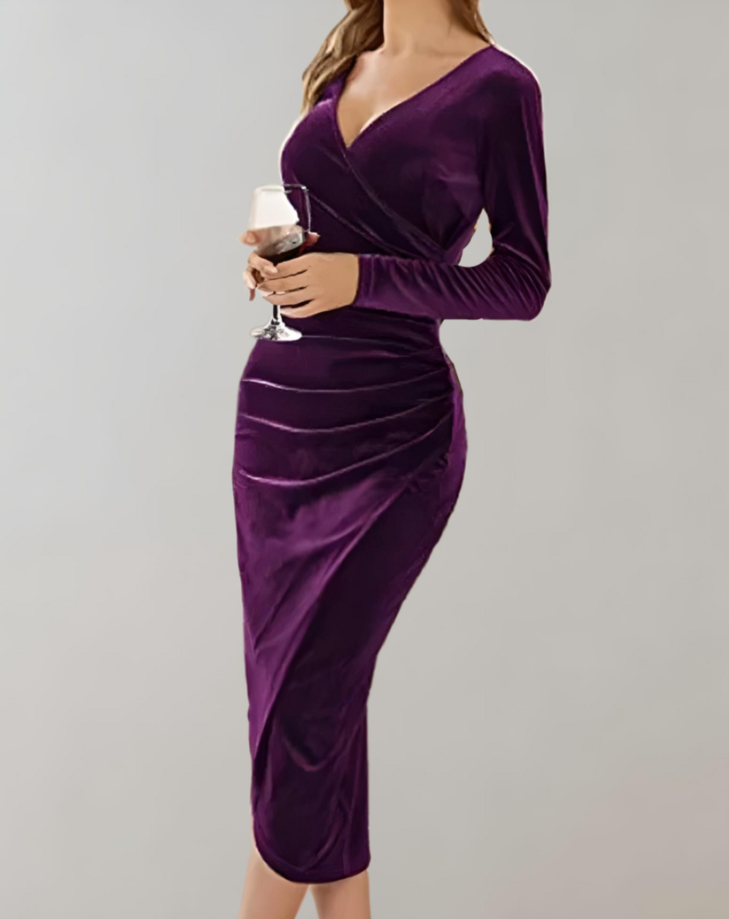 Fluwelen Bodycon Midi-Jurk voor Feestelijke Gelegenheden – Sophie