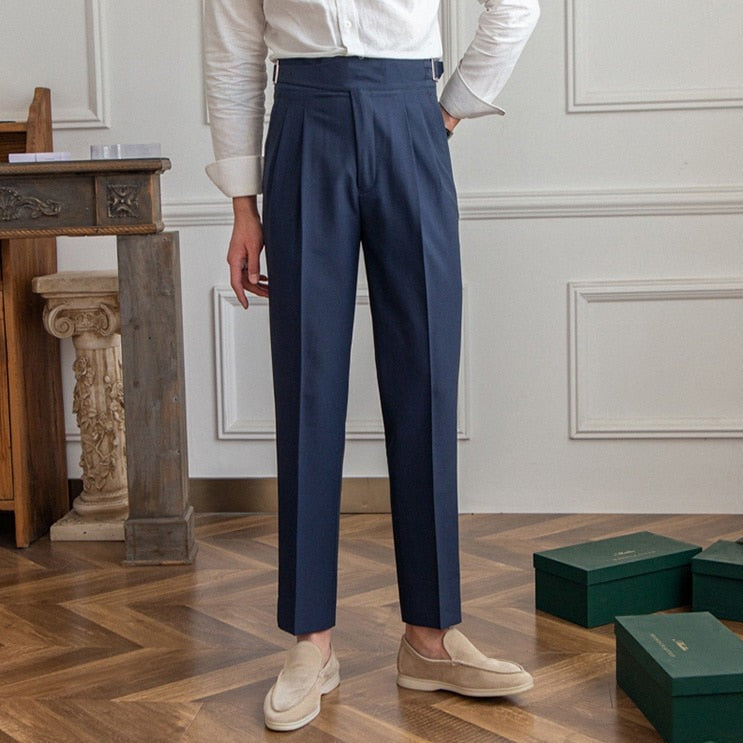 Klassieke Hoge Taille Buckle Dress Pants voor Heren - Mark