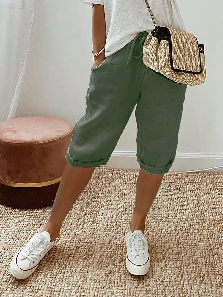 Linnen dames shorts met verstelbare taille – Emma
