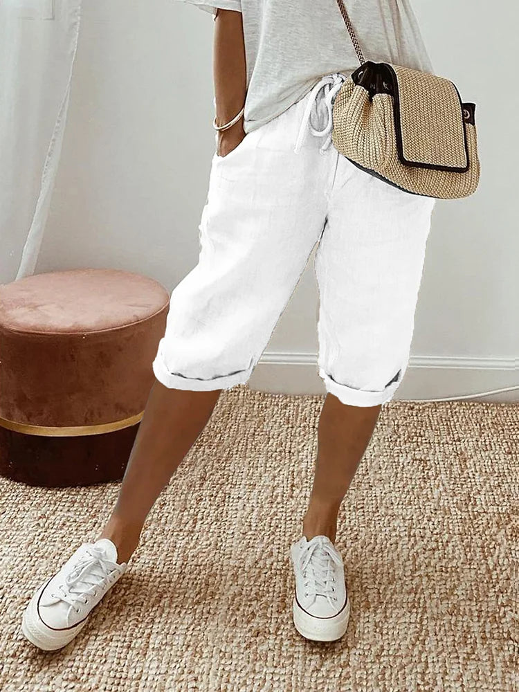 Linnen dames shorts met verstelbare taille – Emma