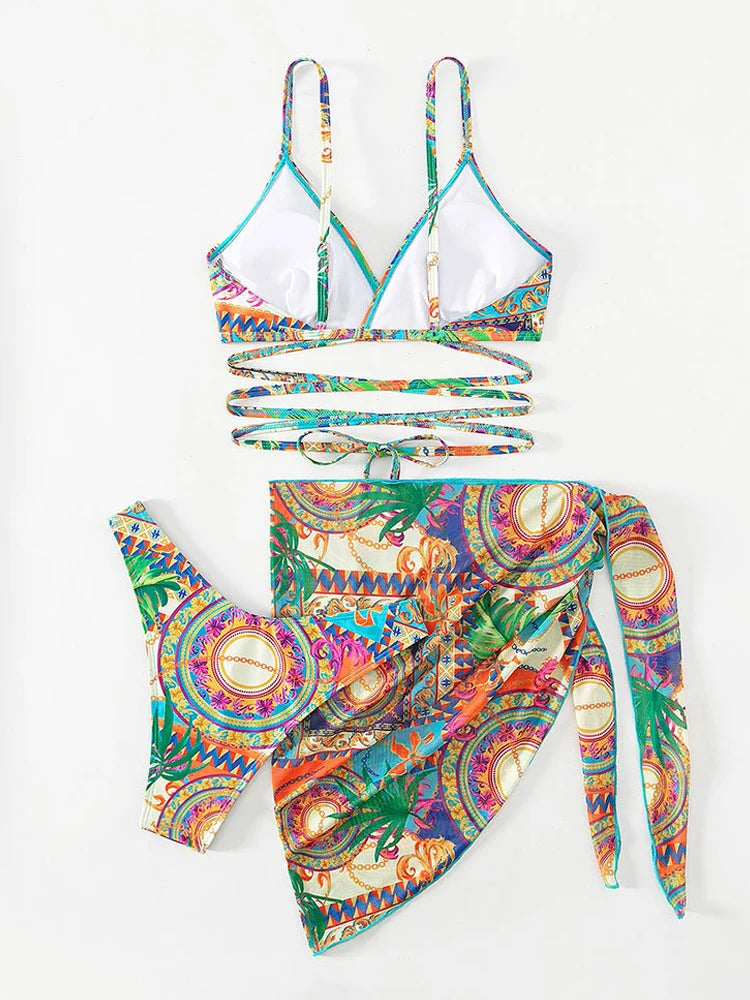 Push-up bikini dames gekruiste bandjes met cover-up – Selira