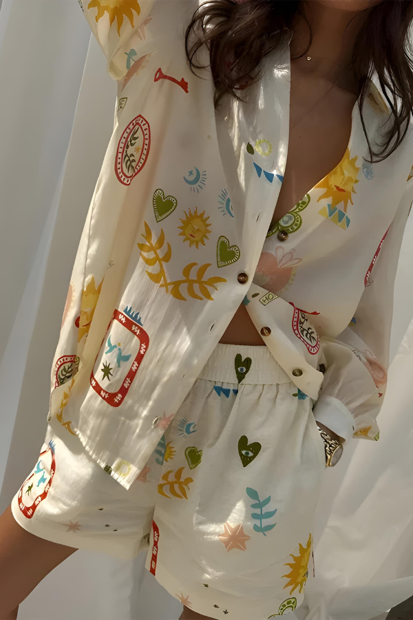 Zomerse dames set met print en oversized fit – Céline