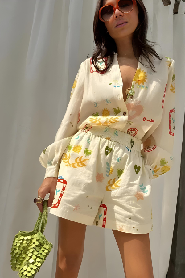 Zomerse dames set met print en oversized fit – Céline