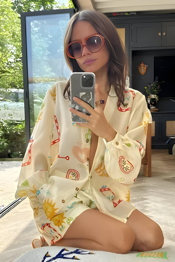 Zomerse dames set met print en oversized fit – Céline