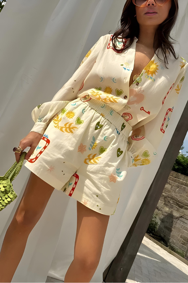 Zomerse dames set met print en oversized fit – Céline