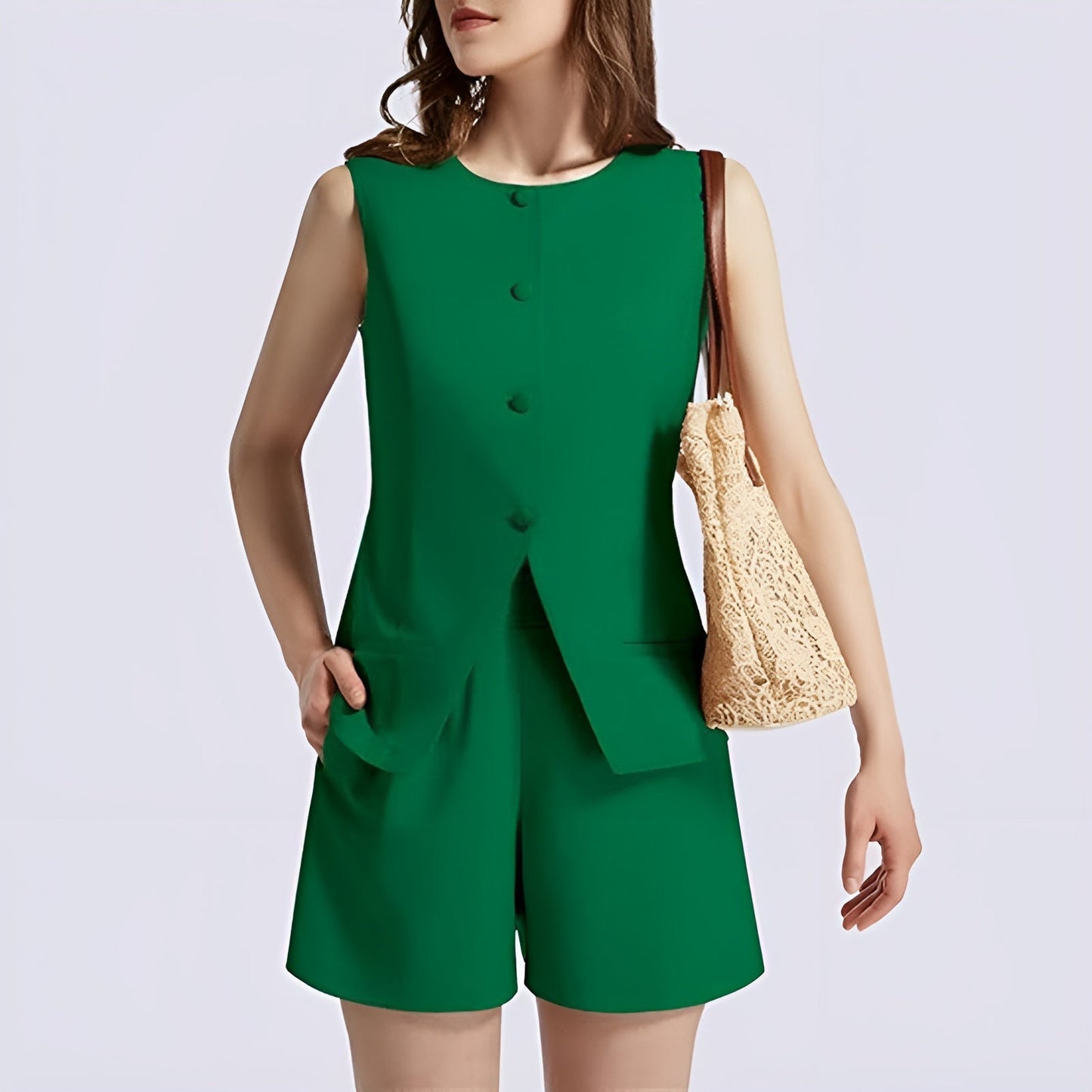 Gilet en short dames set voor zomerse look – Elvyna