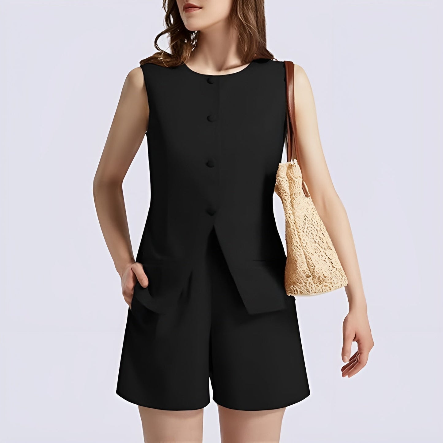 Gilet en short dames set voor zomerse look – Elvyna