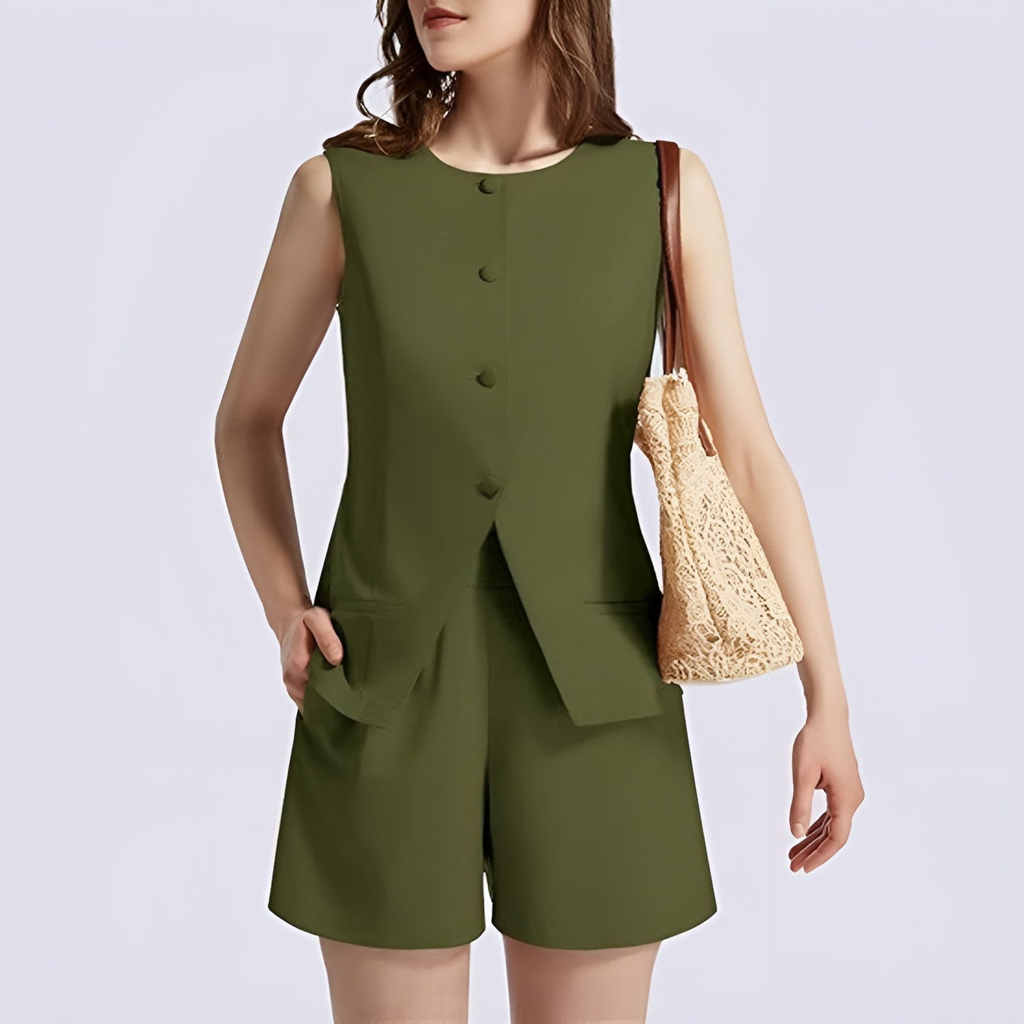 Gilet en short dames set voor zomerse look – Elvyna