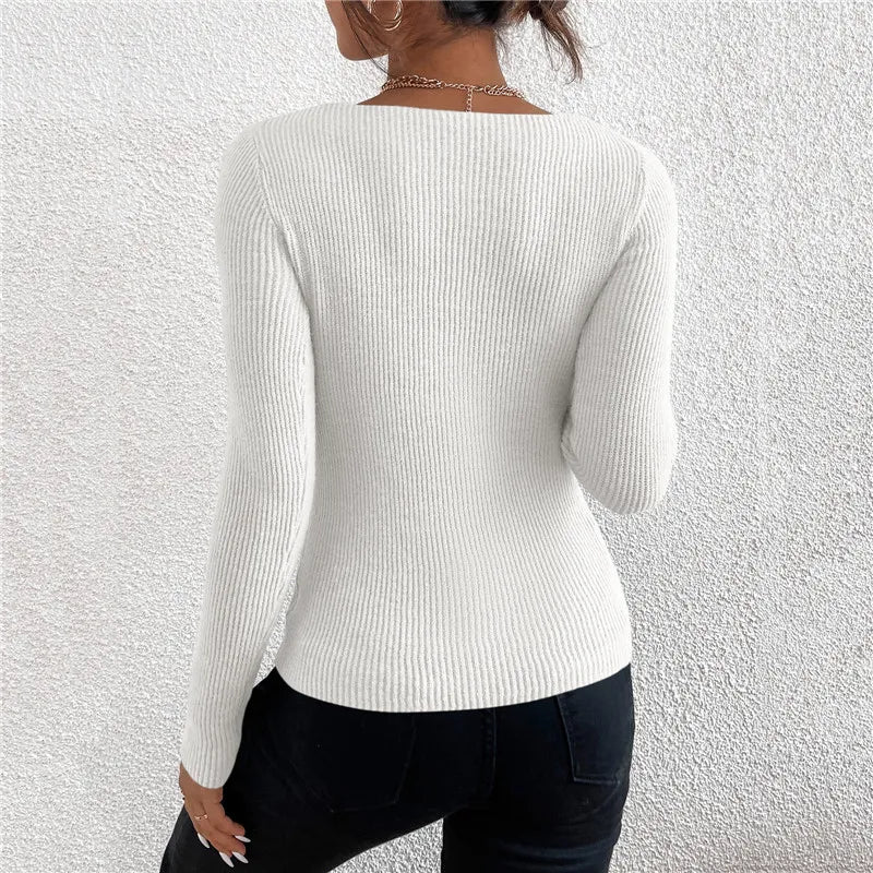 Gebreide V-hals trui voor stijl en comfort – Isabella