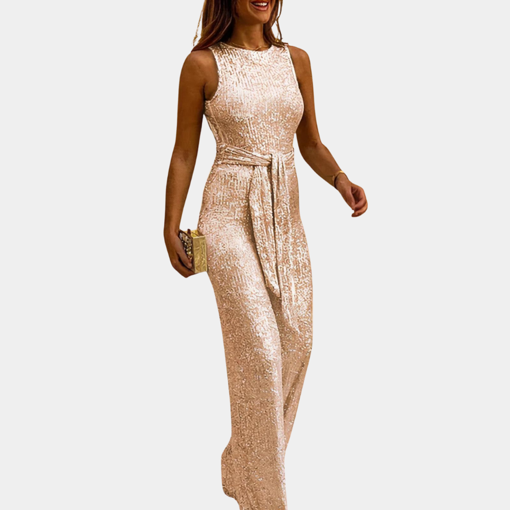 Glitter feestelijke dames jumpsuit voor avondje uit – Lisa