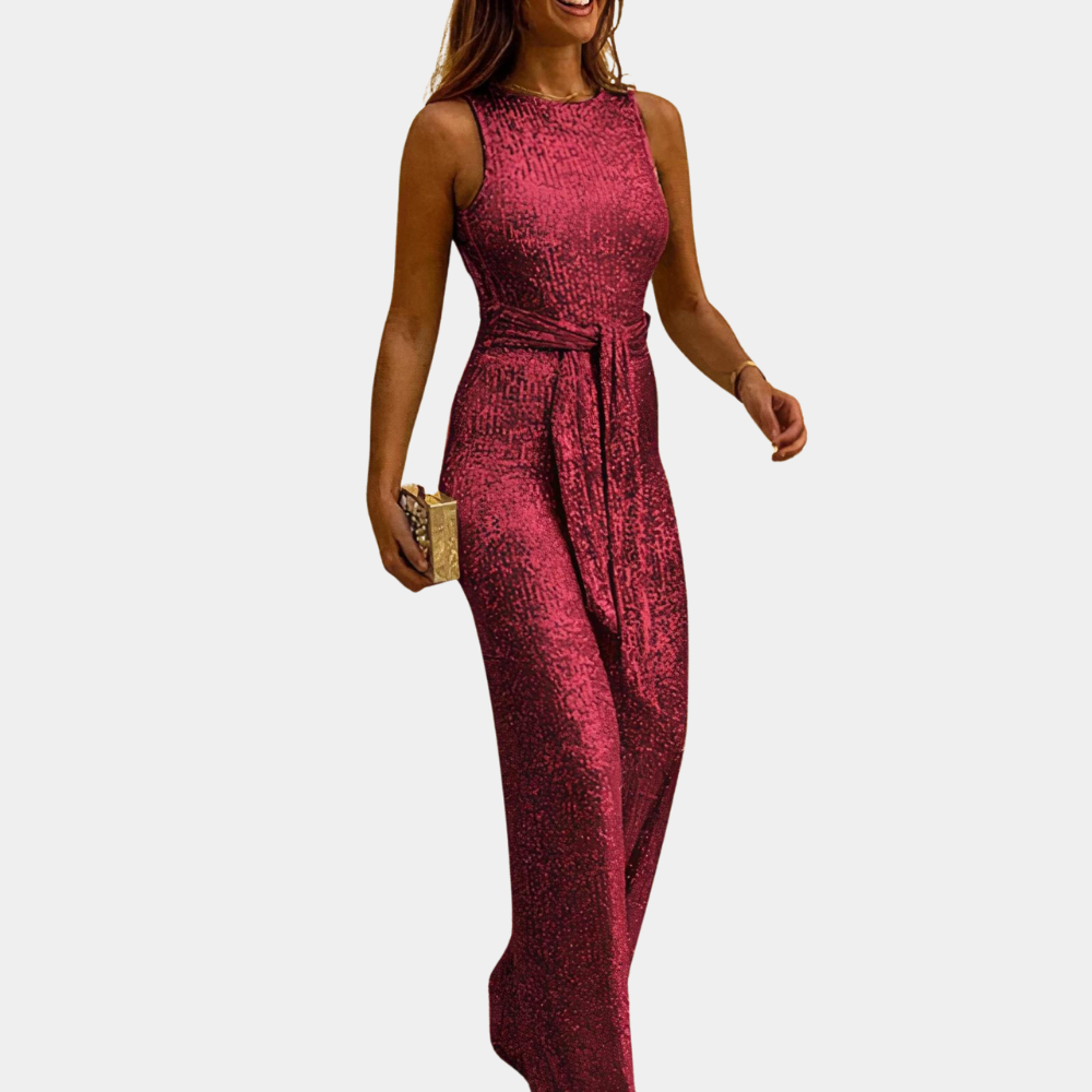 Glitter feestelijke dames jumpsuit voor avondje uit – Lisa