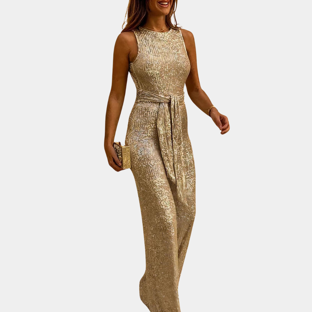 Glitter feestelijke dames jumpsuit voor avondje uit – Lisa