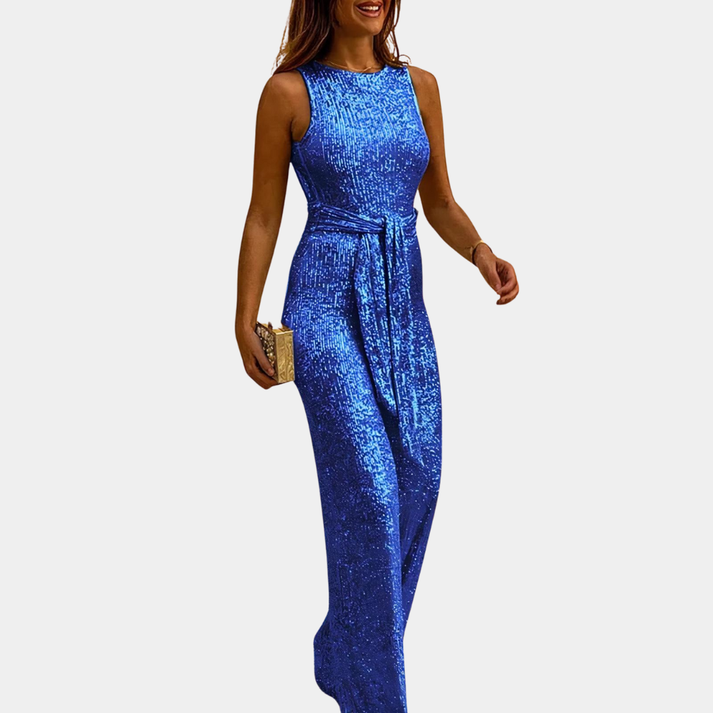 Glitter feestelijke dames jumpsuit voor avondje uit – Lisa