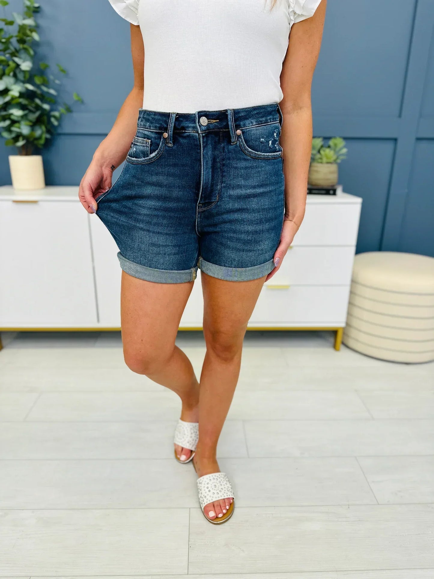 Denim dames shorts met comfortabele pasvorm – Avery