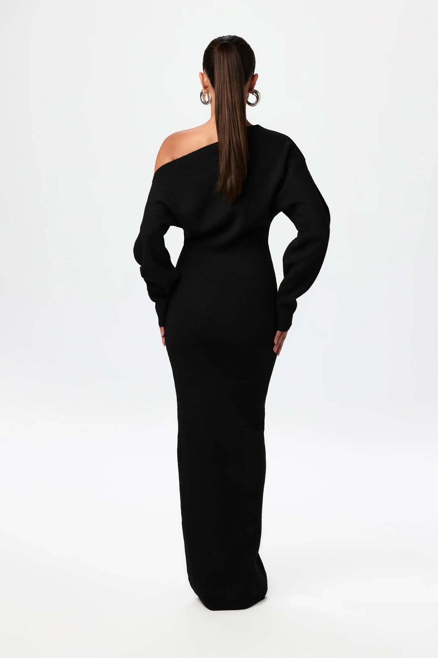 Off shoulder sweaterjurk met losse pasvorm – Elodie