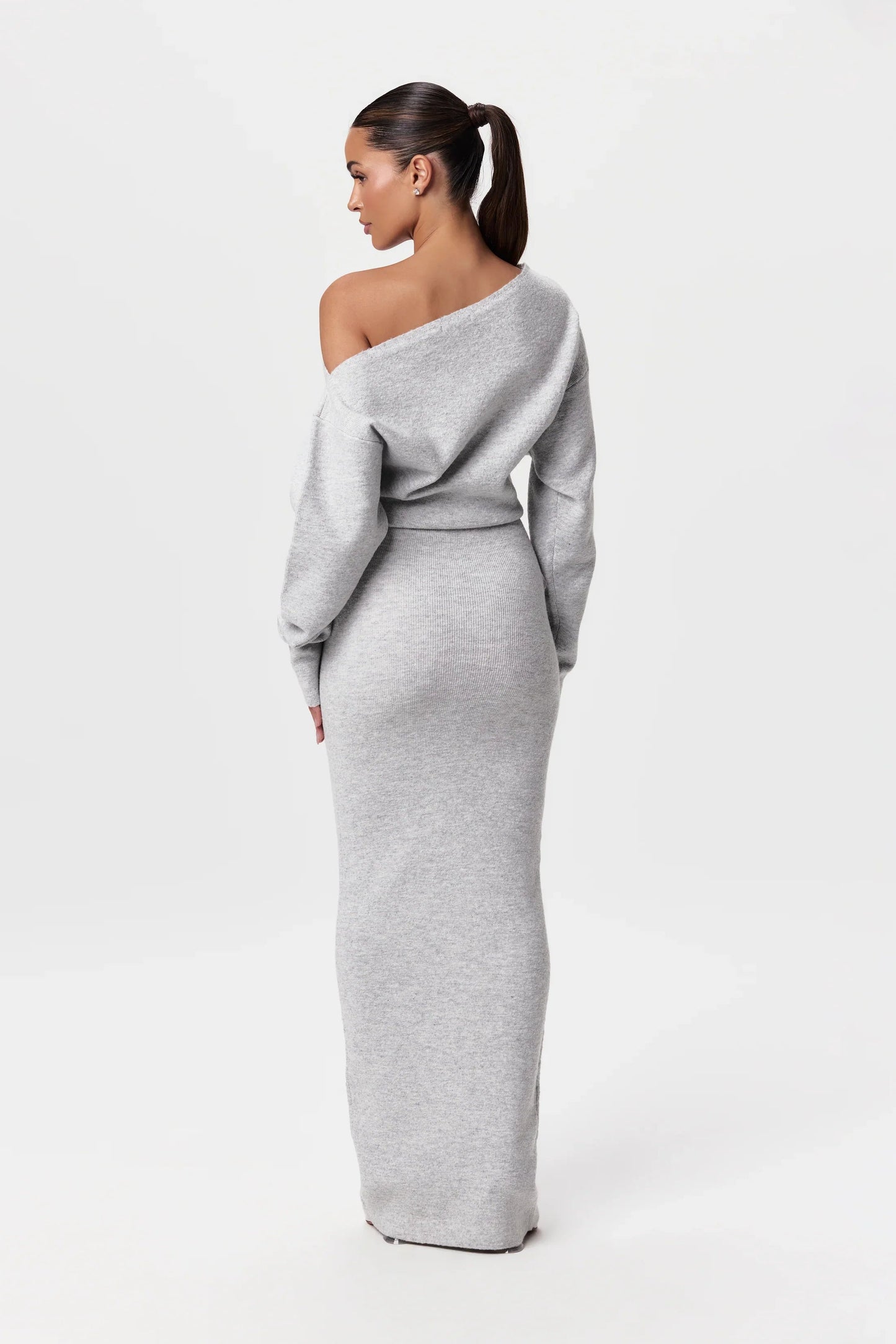 Off shoulder sweaterjurk met losse pasvorm – Elodie