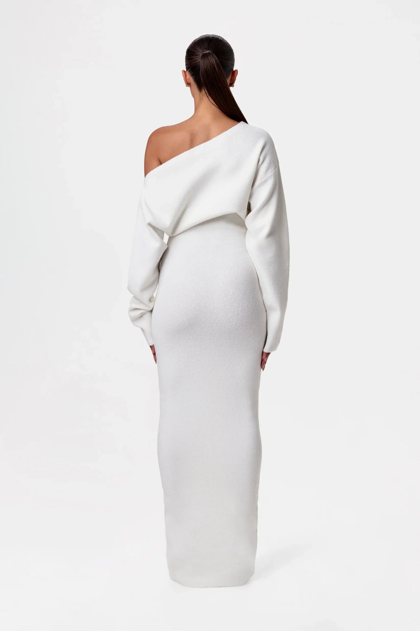 Off shoulder sweaterjurk met losse pasvorm – Elodie