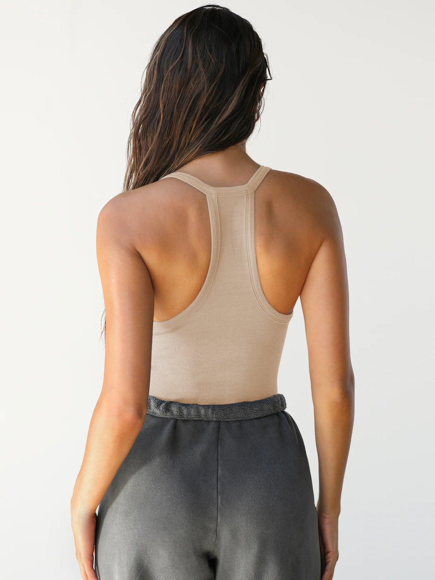 Witte dames top V-hals halter mouwloos elegant – Gina