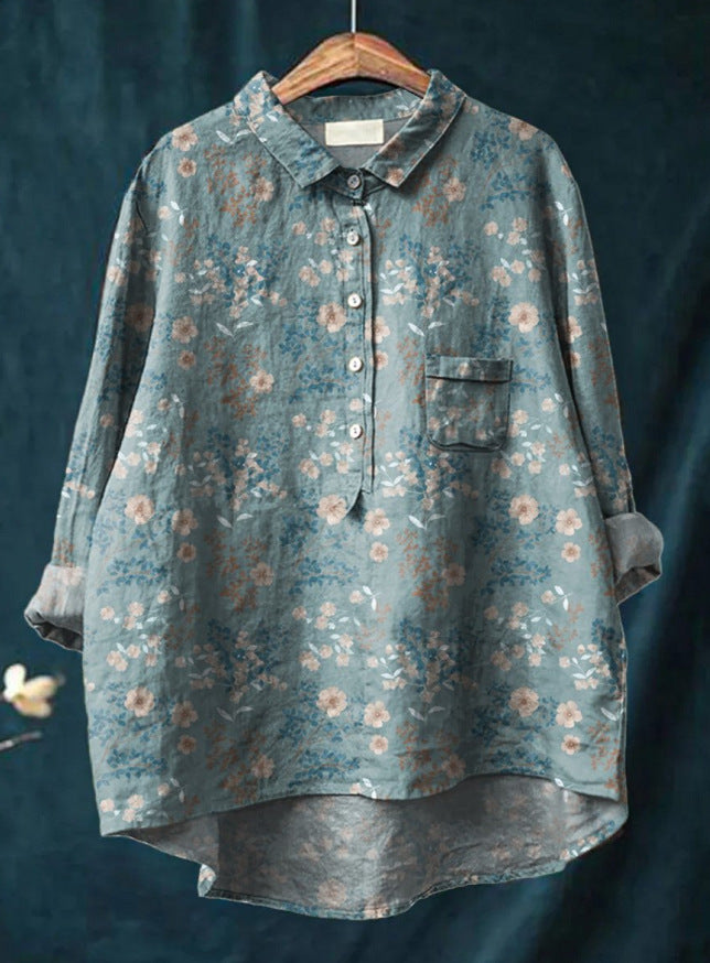 Dames blouse bloemenprint flatterend elegant knoopjes – Melvyna