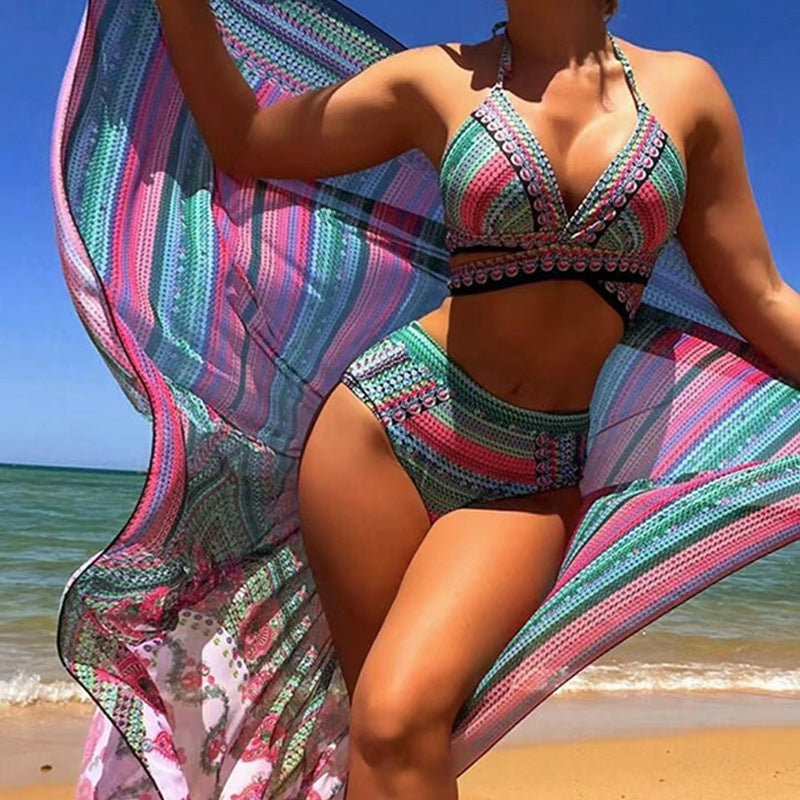 Boho bikini dames gekruiste bandjes set – Mirella
