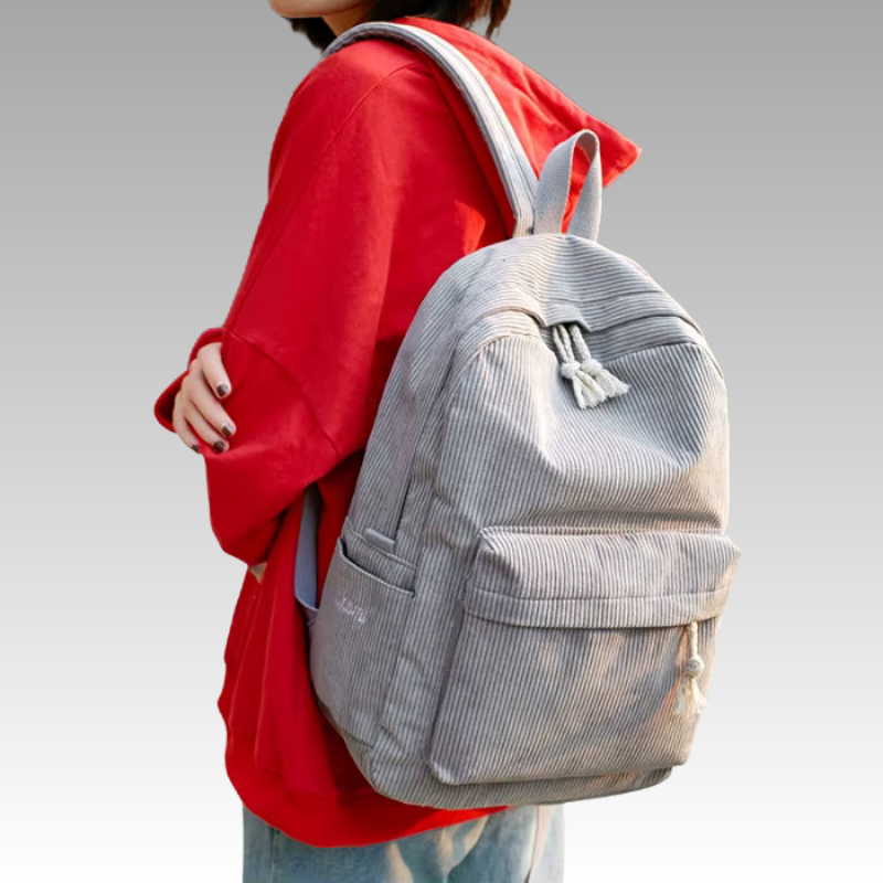 Corduroy rugzak met laptopvak voor dames – Selvina