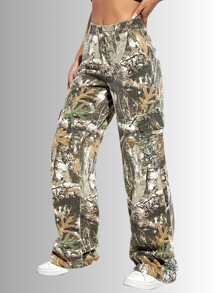 High Waist Cargobroek voor Dames met Camouflageprint – Zantara