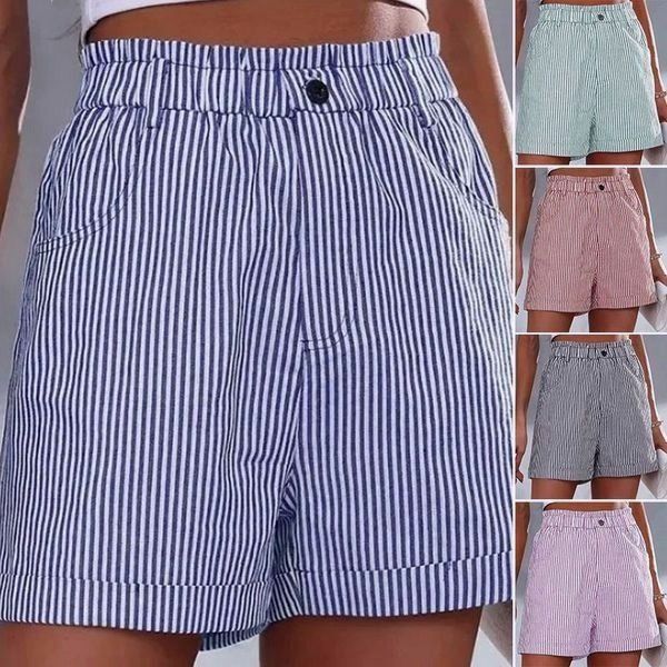Gestreepte dames shorts met hoge tailleband – Maud