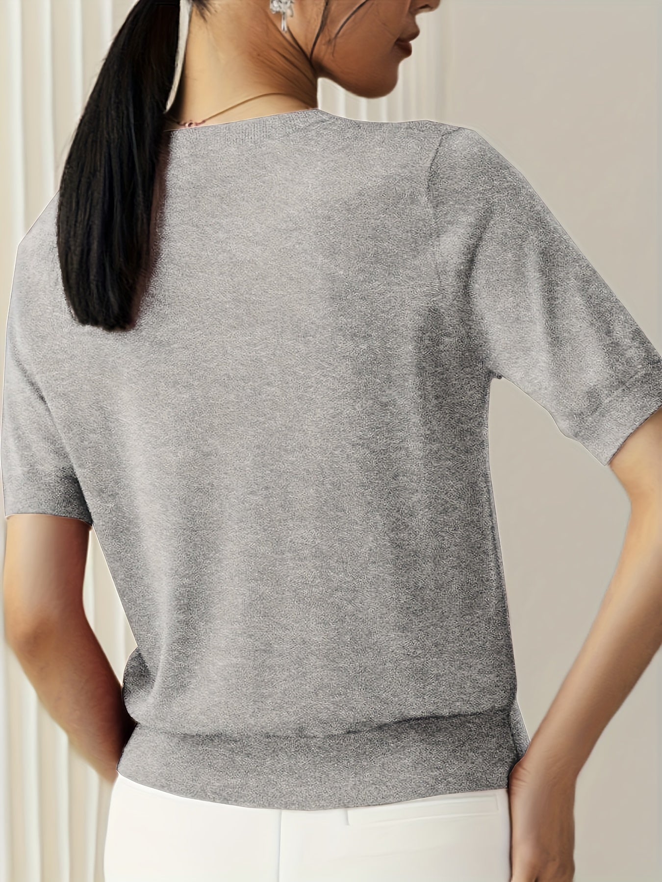 Gebreid dames T-shirt comfortabel elegant tijdloos – Norelia