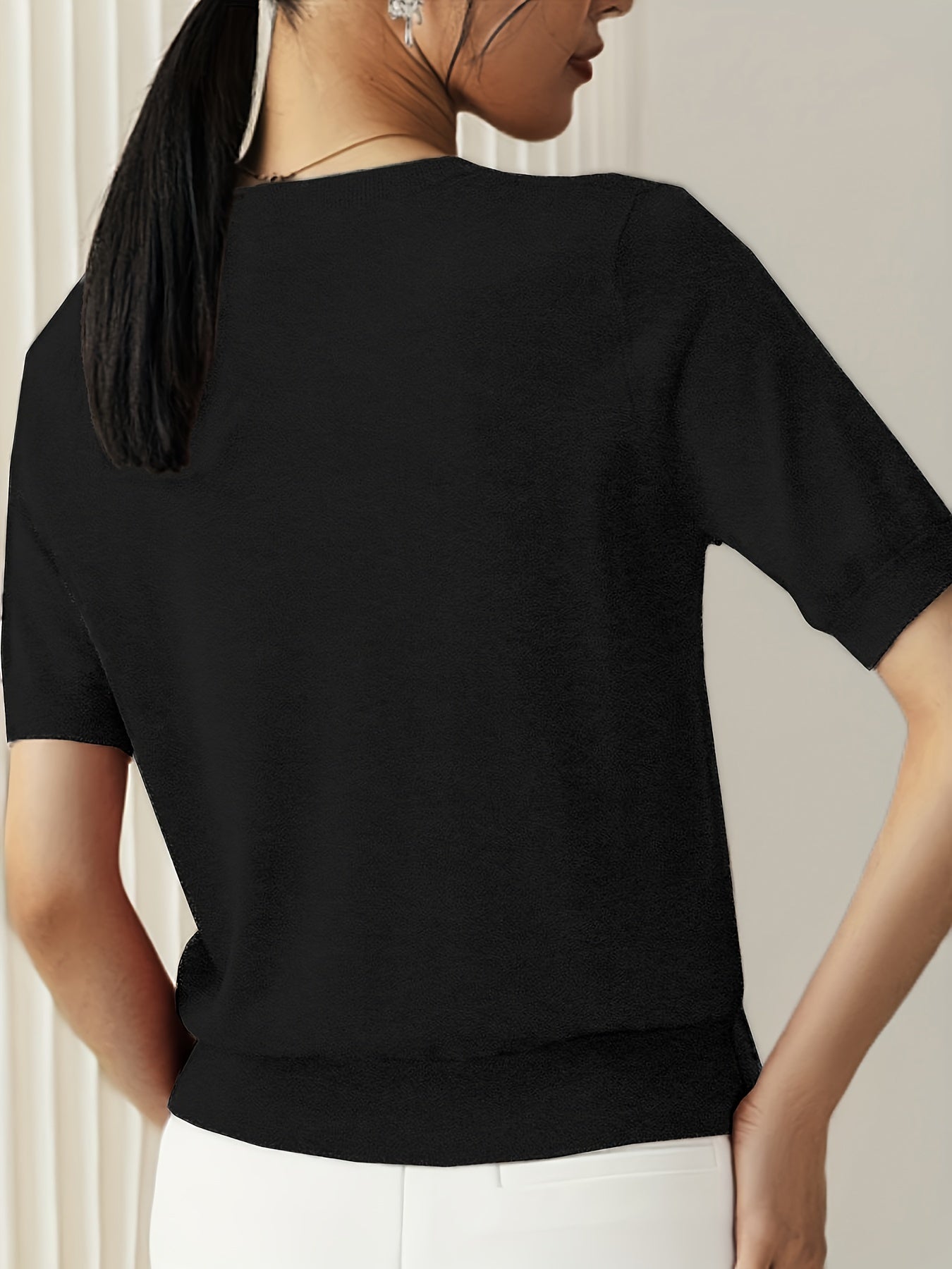 Gebreid dames T-shirt comfortabel elegant tijdloos – Norelia