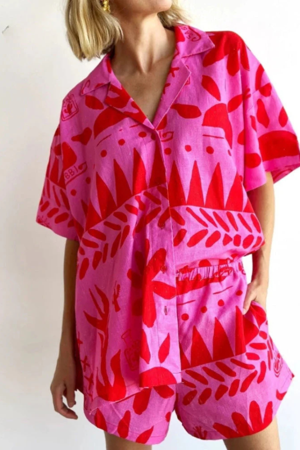 Zomerse dames set met print en relaxed fit – Romée