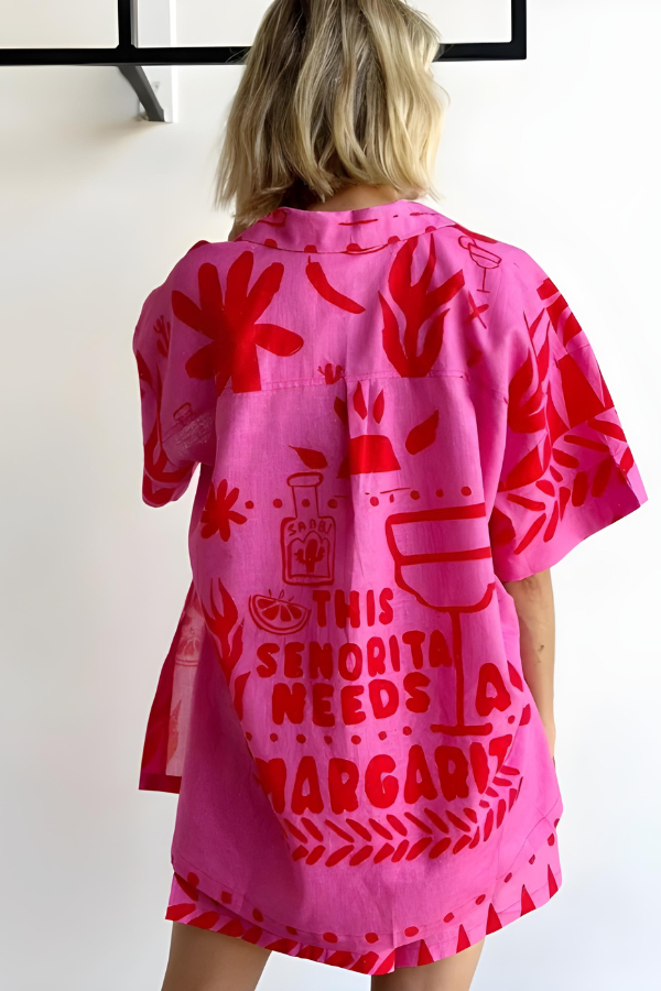 Zomerse dames set met print en relaxed fit – Romée